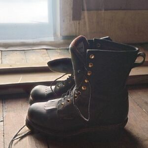 Chippewa Black Women's Boots with Gold Details